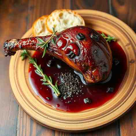 Roasted Kangaroo Leg with Red Wine Sauce